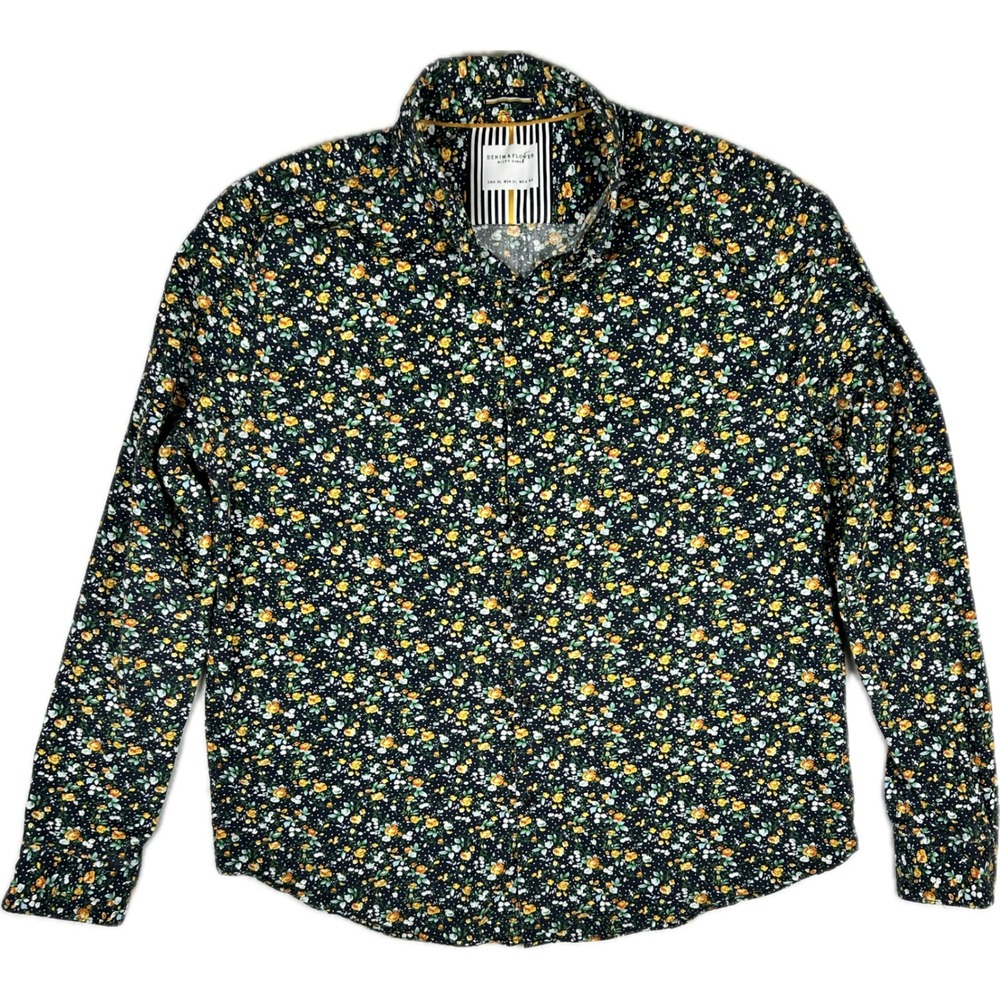 Denim & Flower Ricky Singh Mens XL Floral Button Down Shirt Long Sleeve Cotton